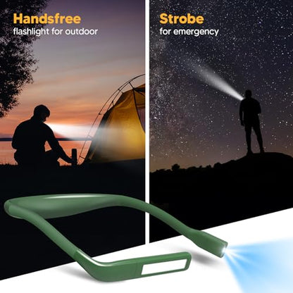 Neck Reading Light, 80-hr Lasting Rechargeable Book Light Wide Lamp | 3 Color Stepless Dimming Neck Light,Bright Dual Lamps, Wearable, Bendable Arms Booklight, Knitting Crochet Accessories Crafts - color: Green