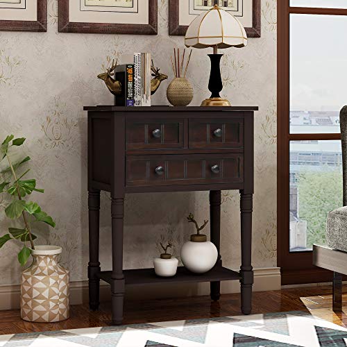 Knocbel Narrow Console Table with 3 Storage Drawers and Bottom Shelf, Entryway Hallway Foyer Slim Sofa Table for Small Spaces, Easy Assembly (Espresso) - color: Espresso