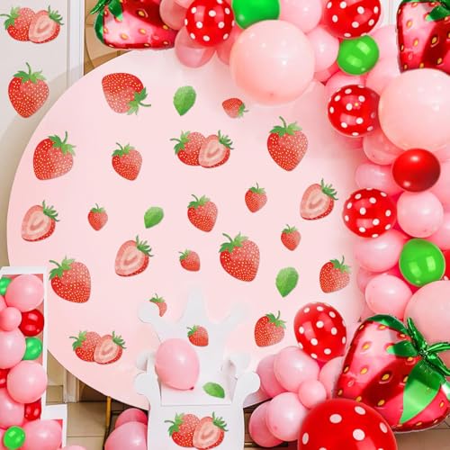 AOWDIAO 80 Pcs Strawberry Wall Decals – Peel and Stick for Bedroom, Kitchen, Bathroom & Nursery – Cute Strawberry Decor for Home & Party - style: Strawberry