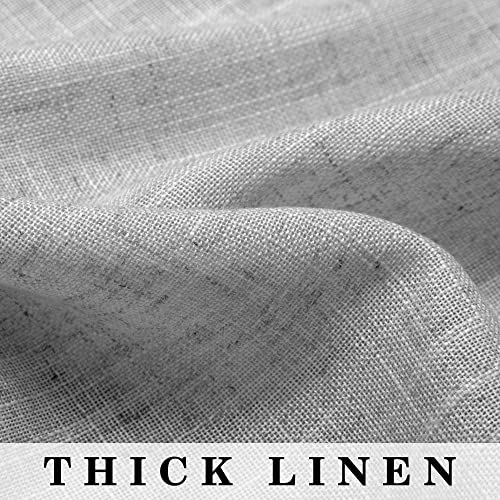Grey Kitchen Curtains 45 Inch Length Sets of 2 Panels Linen Semi Sheer Opaque Short Bathroom Small Window Curtains Gray - color: Grey, size: 52"W x 45"L (Pack of 2)