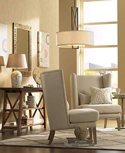 Chalane 23 1/2" High Table Lamps Set of 2 Hammered Bronze Brown Farmhouse | Natural Textured Rustic Antique Bedroom Living Room House Bedside Nightstand Office Home Family Linen Shade