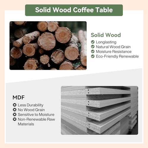 31.5-Inch Round Coffee Table, Solid Wood Center Table with Thickened Tabletop for Living Room, Apartment, Small Space, Brown - color: Walnut Brown