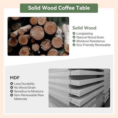31.5-Inch Round Coffee Table, Solid Wood Center Table with Thickened Tabletop for Living Room, Apartment, Small Space, Brown - color: Walnut Brown