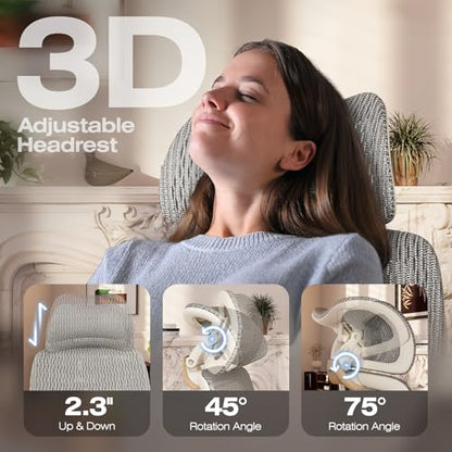 X100 Ergonomic Mesh Office Chair with Footrest, Big and Tall Home Desk Chair with 5D Flip-Up Arms, Adjustable 3D Lumbar Support, Gaming & Executive Computer Chair (Foggy Morning) - color: Foggy Morning