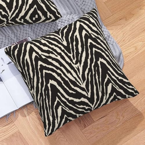 Zebra Throw Pillow Covers Black and White Zebra Seamless Pattern Pillow Cover 18x18 Inch Set of 2 Zebra Skin Pattern Texture Pillowcase Square Cushion Cases for Couch Bed Sofa - color: Black White, size: 18" x 18" (Pack of 2)