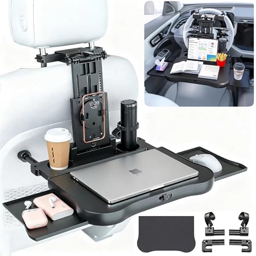 Large Foldable Backseat Tray Table, Car Laptop Desk with Cup Holder, Back Headrest Passenger Food Tray, Phone Tablet Holder, Multifunctional Travel Desk, Car Essentials for Kids & Long Road Trips - size: Backseat Tray