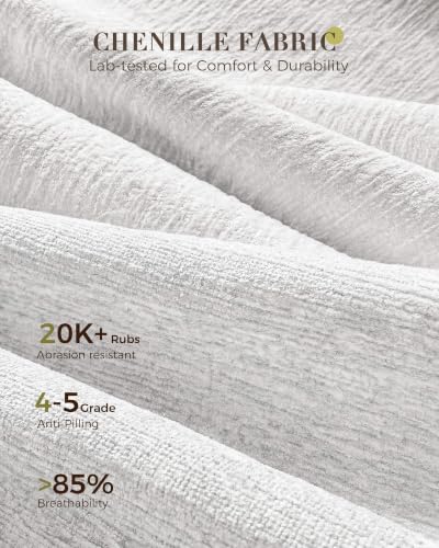 COMHOMA Home Office Desk Chairs with Ergonomic Curved Backrest, Mid Century Modern Vanity Chair with Wheel for Bedroom, Chenille Upholstered, White - color: White, Chenille