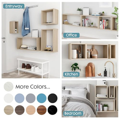 Cube Floating Shelves Set2, Display Shelves Wall Mount 7.75" D x 12.5" W x 12.5" H, (Grey Oak, Square 2 Cubes) - color: Grey Oak, size: Square-Set2