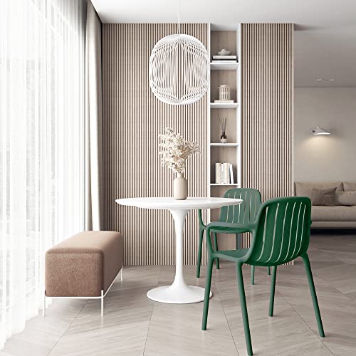 LESHI Patio Dining Chairs Set of 4 Plastic Chair with Armrests Backrest Breathable Design Art Style for Dining Room Bedroom Living Room Patio Indoor Outdoor (Set of 4, Dark Green) - color: A-green, size: 4 Pack-With Armrests