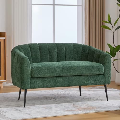 Chifee & Vingol Green Loveseat Sofa 50.2'' Wide Upholstered Loveseat Accent Couch with Metal Legs Modern 2-Seater Sofa for Living Rooms Bedroom Apartment Office,Green - color: S3055-green
