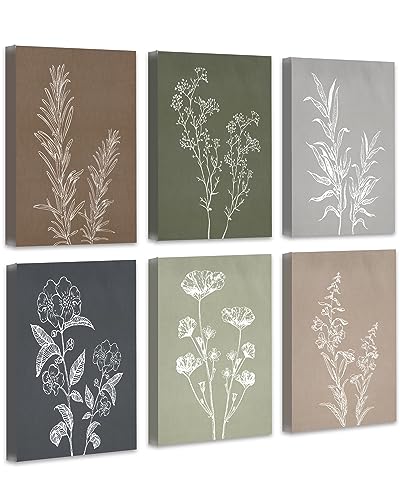 Drsoum Vintage Botanical Wall Art Framed Boho Wall Art Decor Wooded Minimalist Print Modern Rustic Farmhouse Home Kitchen Decor 12x16inx6pcs - color: vintage plant wall art, size: 12"x16"x6pcs