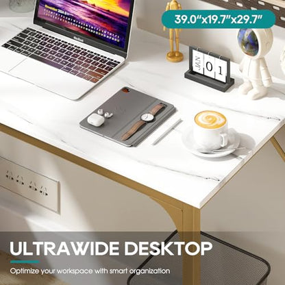 BestOffice Computer Desk,Home Office Desk, Modern Simple Style for Home Office Study Writing (Gold, 39 Inch) - color: Gold, size: 39 Inch