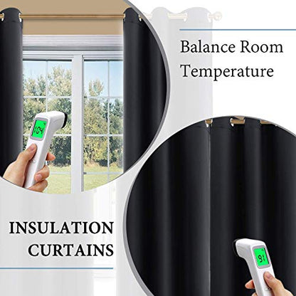 Diraysid Blackout Curtains for Bedroom Grommet Thermal Insulated Room Darkening Curtains (42 x 84 Inch, 2 Panels, Black) - color: Black, size: 42"W x 84"L (Pack of 2)