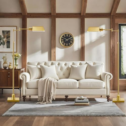 Traditional Height Adjustable Pharmacy Floor Lamp with 350° Swing Arm, Color Temperature Adjustable Standing Lamp Metal Shade for Living Room Reading House Bedroom Home Office(Gold) - color: Gold