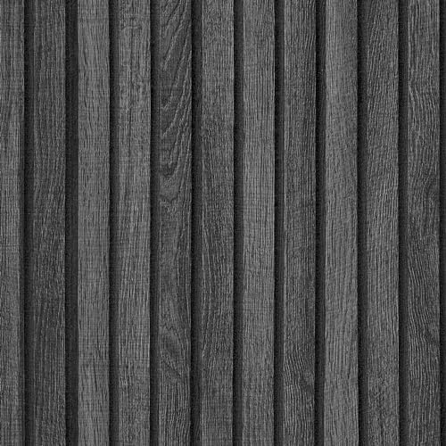 VEELIKE Charcoal Black Wood Slat Peel and Stick Wallpaper 24''x118'' Modern Wood Panel Look Contact Paper Waterproof Self Adhesive Slat Vinyl Wall Covering for Living Room Bedroom Office Accent Walls - color: Charcoal Black, size: 24" x 118"