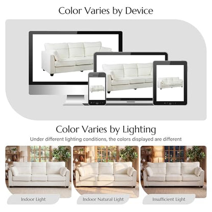89" Sofa, Chenille 3-Seater Sofa with 2 Pillows, Beige | Easy Assembly, Pocket Spring Cushions, Comfy Modern Small Couch for Living Room, Bedroom, Apartment, Office - color: Beige, size: 89" 3-Seater Sofa