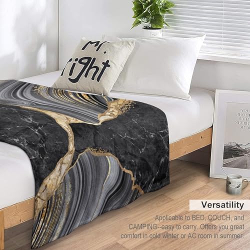Black Gold Marble Throw Blanket Modern Abstract Art Pattern Soft Lightweight Warm Plush Blankets for Sofa Bedroom 30"x40" - color: Marble-4, size: 30"x40"