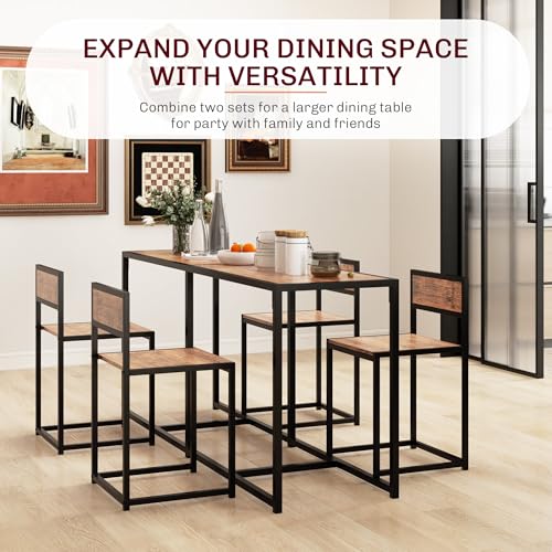 HOMCOM Small Dining Table Set for 2 Compact for Small Spaces, Rustic Brown | Kitchen Table and Chairs Set, Compact Dining Sets, Breakfast Nook - color: Rustic Brown
