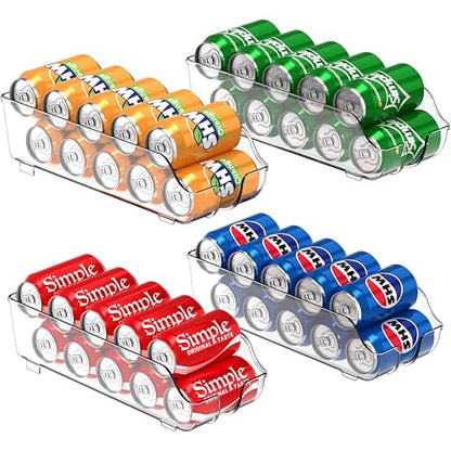 Simple Houseware Soda Can Organizer Dispenser Refrigerator/Pantry, Set of 4 | Clear - size: 4 Pack, style: Standard Can