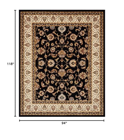 Well Woven Barclay Collection Sarouk Black 8x10 Area Rug - for Living Room, Bedroom, and Dining Room - color: Black, size: 7'10" x 9'10" (Rectangular)