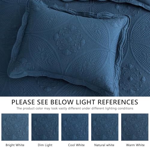 DaisyHuang Bedspread - Full Size Bedding Cover - Modern & Contemporary Coverlet Set, Real Stitching, Reversible, Lightweight, 5 Piece, Navy - color: Navy, size: Full(96"x110")
