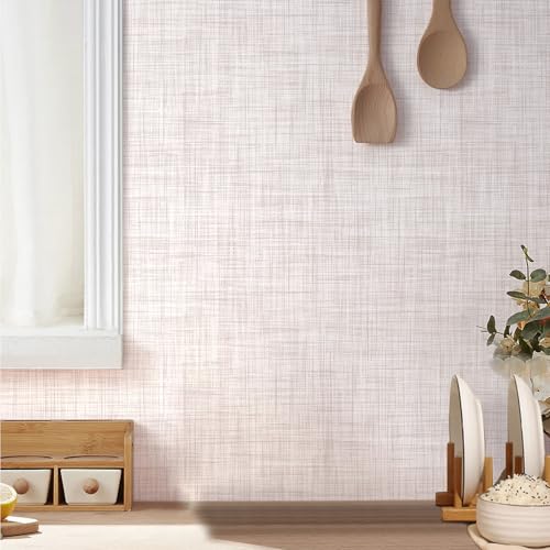 Beige Grasscloth Wallpaper Peel and Stick Wallpaper Texture Contact Paper 17.3"x160" Vintage Wallpaper Removable Waterproof Wall Paper for Room Walls Cabinets Furniture Drawers Desk - color: Beige, size: 17.3" x 160"