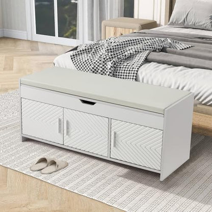 Storage Bench, Shoe Bench with Lift Top Storage, Entryway Bench with Cushioned Seat, Adjustable Shelf for Living Room, Bedroom, Hallway, Light Grey - color: Light Grey