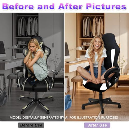 Gaming Chair Covers Only,Stretchable Fit Thick Breathable Mesh | Cat Scratch Proof,Scratch Resistant,Soft,Gaming Chair Seat Cover with 2Pcs Armrest Slipcovers(Black-white,Style 1) - color: Black-white, size: Style 1