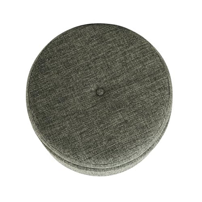 HomePop 18.5" Round Storage Ottoman with Nailheads - Green Clover Fabric - color: Green Clover Fabric