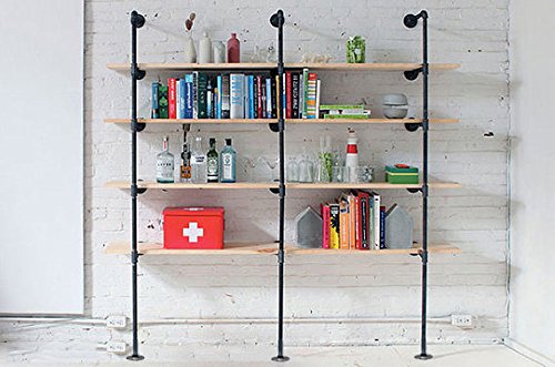 Industrial Retro Wall Mount Iron Pipe Shelf,DIY Open Bookshelf,Hung Bracket,Home Improvement Kitchen Shelves,Tool Utility Shelves, Office,Ceiling Mount Shelf - size: 12“Deep 3pcs