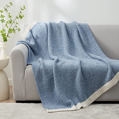 Snuggle Sac Blue Throw Blankets for Couch, Reversible Super Soft Warm Blankets Cozy Knit Blanket Fuzzy Plush Throws for Sofa, Bed, Gift, Heather Blue, 50 x 60 inches (Pack of 2) - color: Heather Blue, size: Throw (50"x60") (Pack of 2)