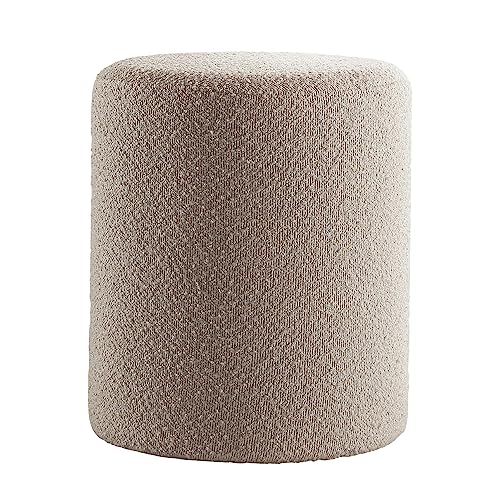 Modern Round Ottoman with Soft Padded Seat, Multifunctional Vanity Stool for Makeup, Upholstered Footrest Stool Ottoman Foot Stool for Living Room, Bedroom - color: Taupe