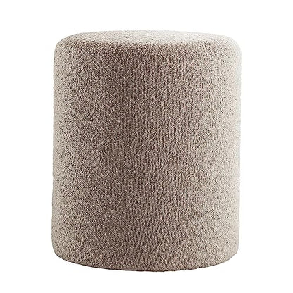 Modern Round Ottoman with Soft Padded Seat, Multifunctional Vanity Stool for Makeup, Upholstered Footrest Stool Ottoman Foot Stool for Living Room, Bedroom - color: Taupe