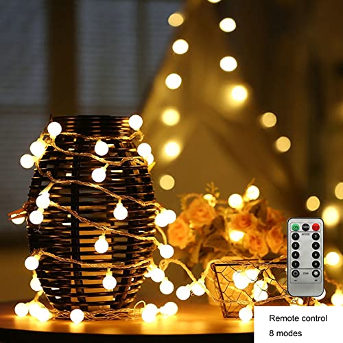 ZIMINGU LED Ball String Lights, 19.6FT 40LEDs Globe Waterproof Fairy String Lights with Remote Control USB Powered, Decorations for Indoor Party Wedding Christmas Tree Patio Balcony, Warm White