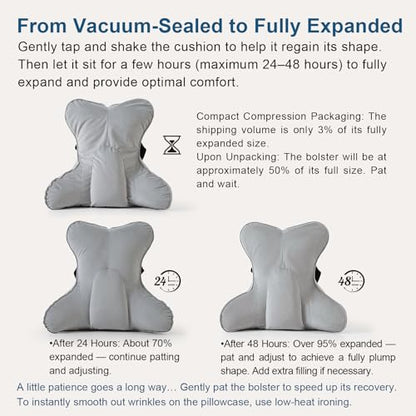 Lumbar Back Pillow (Pat. Pend), Supportive Back Cushion for Bed, Couch & Recliner, Ergonomic Lumbar Pillow with Customizable Firmness for Lower Back Pain Relief, Zinc Gray - color: Zinc Gray