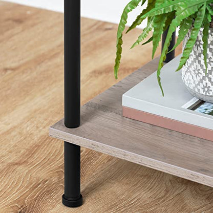 HOOBRO End Table, Small Side Table, Nightstand with 2-Layer Storage Shelves, Sofa Table for Small Spaces, Living Room, Bedroom, Stable Frame, Easy Assembly, Greige and Black BG09BZ01 - color: Greige + Black