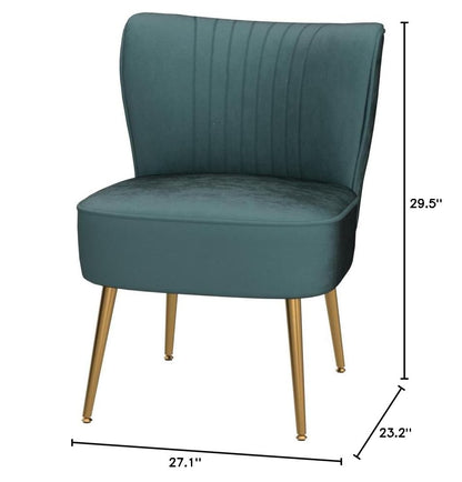 Container Furniture Direct Modern Velvet Accent Chair for Living Room, Bedroom, or Entryway, Stylish and Comfortable Armless Design with Metal Legs, Teal - color: Teal