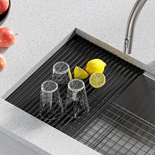Kraus Multipurpose Workstation Sink Roll-Up Dish Drying Rack, Colander and Trivet in Green, KRM-11GR