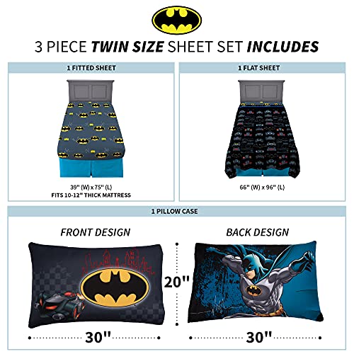 Franco Kids Bedding Super Soft Sheet Set, Twin, Batman - color: Batman, size: Twin