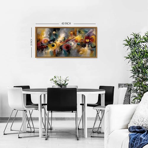 Abstract Wall Art Mid Century Neutral Canvas Prints Framed Colorful Minimalist Music Circle Picture Living Room Modern Geometric Painting Contemporary Artwork for Office Bedroom Home Decoration 20x40 - color: Geometric Circle, size: 20"L x 40"W