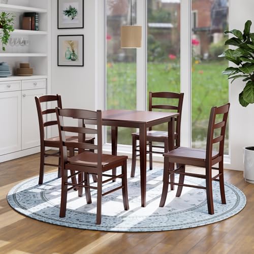 Winsome Groveland 3-Pc Dining Table with 2 Ladder Back Chairs, Walnut - color: Walnut