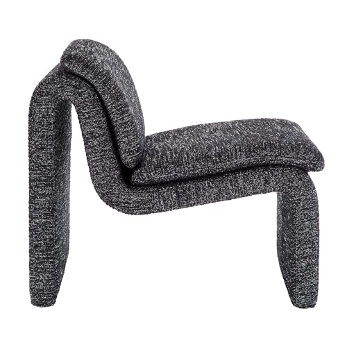 Modway Lume Curved Lounge Chair in Charcoal Boucle Fabric – Modern Upholstered Armless Accent Chair with Padded Cushion - Unique Slipper Chair for Bedroom or Living Room - color: Charcoal