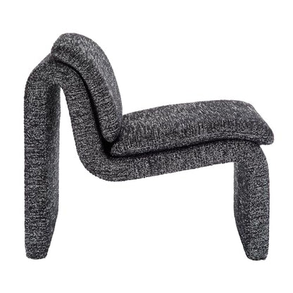 Modway Lume Curved Lounge Chair in Charcoal Boucle Fabric – Modern Upholstered Armless Accent Chair with Padded Cushion - Unique Slipper Chair for Bedroom or Living Room - color: Charcoal