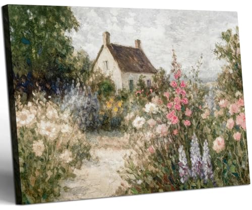 Vintage French Country Wall Art Modern Farmhouse Wall Decor Country Cottage Wall Decor Vintage Country Wall Canvas for Living Room Bedroom Bathroom 12x16 Inch Ready to Hang - color: Country Garden, size: 16"L x 12"W