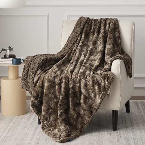 Bedsure GentleSoft Sherpa Fluffy Throw Blanket - Fleece Warm and Cozy Throw for Women Gift, Plush & Fuzzy Faux Fur Christmas Blanket for Couch, Sofa, Bed Decor, Tie Dye Design, Brown, 50x60 Inches - color: 02 - Brown, size: Throw (50" x 60")