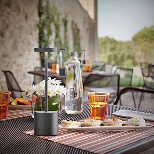 2Pack Cordless Table Lamp, Rechargeable LED Battery 5000mAh Metal USB Portable Powered Desk Lamp, 3 Levels Brightness Light for Restaurants Outdoor (2pack 10.25in Grey) | Battery 5000mAh Metal USB Portable Powered Desk Lamp, 3 Levels Brightness Light for
