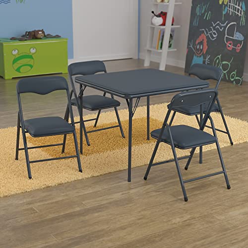 Flash Furniture Mindy Kids Navy 5 Piece Folding Table and Chair Set | Daycare and Classroom, Children's Activity Table, Portable - color: Navy, size: 5 Piece Set