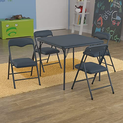 Flash Furniture Mindy Kids Navy 5 Piece Folding Table and Chair Set | Daycare and Classroom, Children's Activity Table, Portable - color: Navy, size: 5 Piece Set