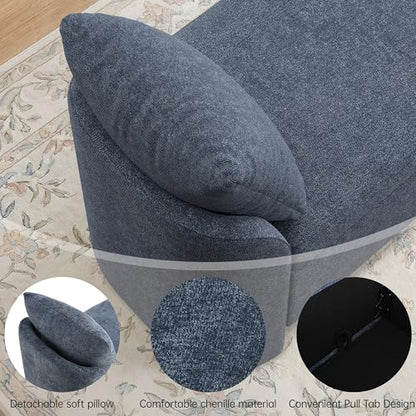 Usaint 58.3" Upholstered Storage Ottoman Bench with 2 Throw Pillows, Blue | End of Bed Bench with Curved Arms and Thickened Seat Cushion for Bedroom, Livingroom, Window, Entryway and Dressing Areas - color: Blue