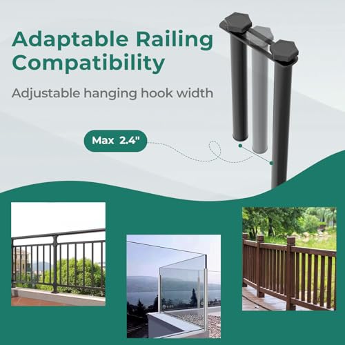 Tangkula Balcony Railing Table, Outdoor Folding Hanging Table with Metal Frame, Space-Saving Bar Serving Table Fits Railings Up to 2.4” Thick for Patio, Porch, Deck - size: 24” x 20” x 20”